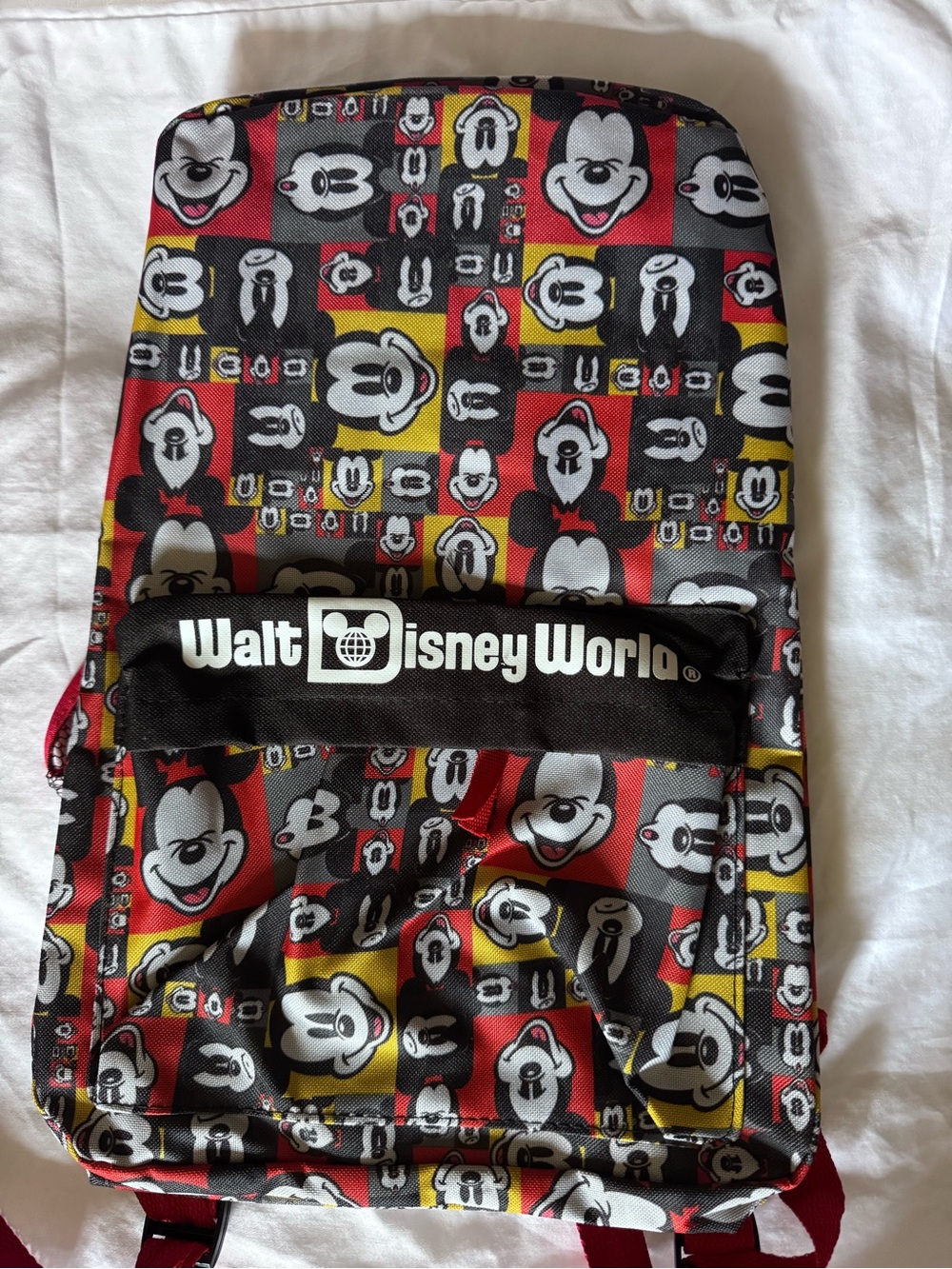 Disney Backpack in Red, Black & Yellow Mickey Pattern